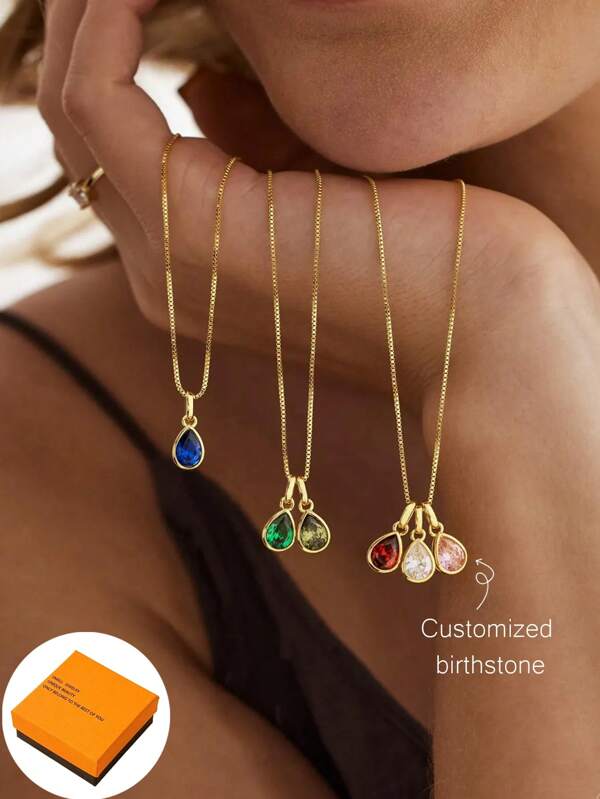 Collar personalizado con piedra natal, collar de oro de 18K con gema, collar con múltiples piedras natales, collar de abuela, regalo del Día de la Madre para ella