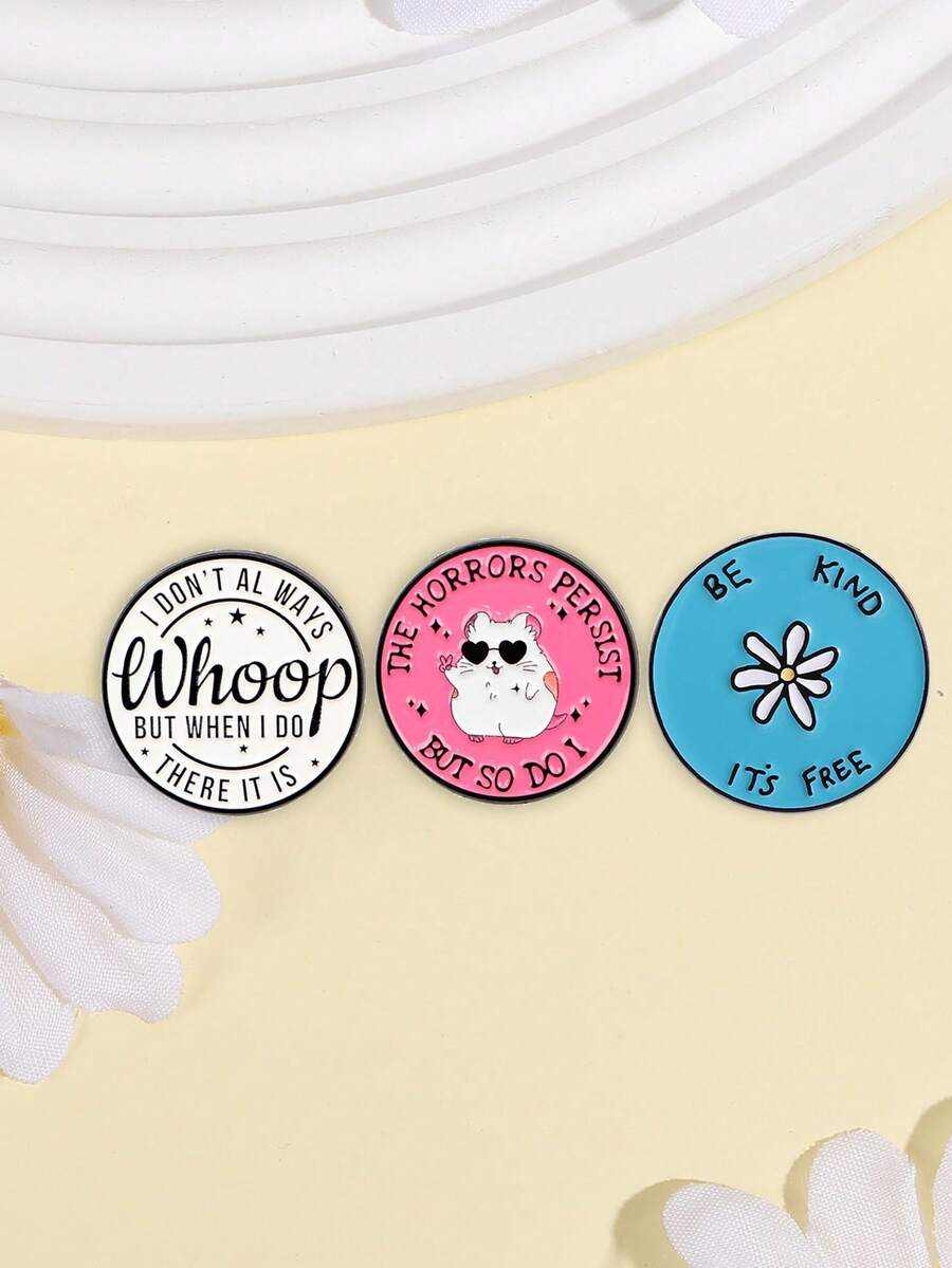 1PC Cute Hamster Enamel Pin Cute Brooch Pines Lapel Pins Badge Clothing Accessories Motivational Jewelry Mental Health Warriors Gift - Multicolor - View 1