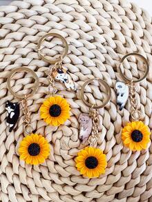 1pc Cute And Funny Butterfly Sunflower Keychain, Suitable For Hanging On Your Bag, An Inspiring Gift. Car Accessories Bag Charm School Goth Y2k - Sunflower Butterfly Earrings - View 10
