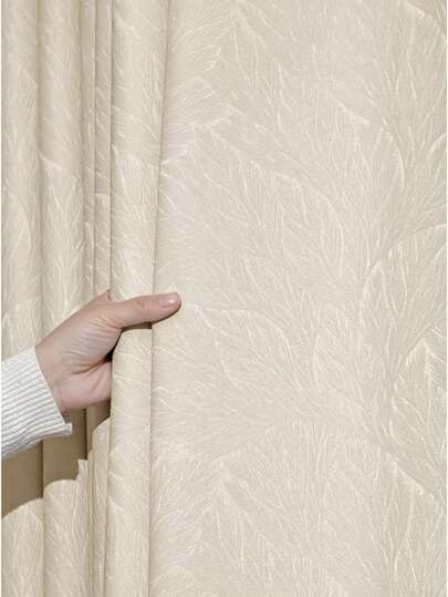 1 件装现代提花隔热遮光窗帘，高精度缎面叶子图案设计，卧室窗帘，无衬里，具有防晒功能，也适用于客厅家居装饰