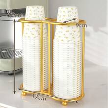 1 pieza Dispensador de vasos de papel desechables multifunción, soporte para vasos de enfriador de agua, estante para vasos de escritorio sin perforación, soporte para vasos de fácil almacenamiento, portavasos creativo, higiénico, ordenado, esencial para reuniones familiares, fiestas y eventos, color dorado de alta gama