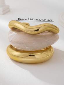 3pcs Resin Bangle Set, Women Simple Thick Bangle, Basic Bangle Set, Everyday Wear Stacking Bangles - Multicolor - View 3