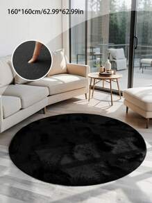 1 pieza Lujosa alfombra circular de terciopelo negro de tonos frescos tipo helado, alfombra suave para la sala de estar, estilo nórdico, apropiada para la sala de estar, el dormitorio, el costado de la cama, la sala de estar, el Día del Padre, el Día de la Madre, el Día del Trabajo, Pascua, decoración del hogar, nueva llegada de primavera