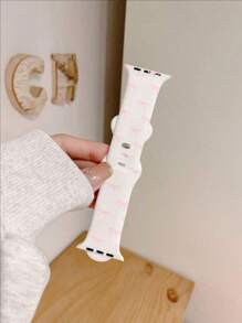Suitable For Girls To Wear Pink Bow Printed Watch Replacement Strap, Compatible With Apple, Suitable For Apple Watch Ultra/SE/8/7/6/5/4/3/2/1/S10,38/40/41/42/44/45/49mm
