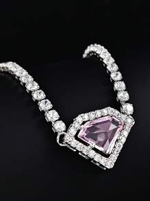 MOONSO 1pc Fashionable Zirconia Inlaid Pendant Necklace, Suitable For Women's Everyday Wear And Party, Gift