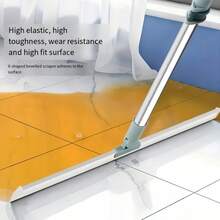 2pcs Household Silicone Floor Scraper With Long Handle, Magic Broom, And Cleaning Squeegee. Used For Removing Water, Stains, Hair From Floors, Windows, Glass, Bathrooms, Walls. A Cleaning Tool, Cleaning Supplies, And Dormitory Essentials