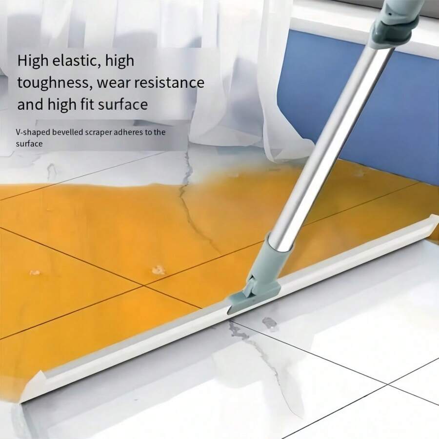 2pcs Household Silicone Floor Scraper With Long Handle, Magic Broom, And Cleaning Squeegee. Used For Removing Water, Stains, Hair From Floors, Windows, Glass, Bathrooms, Walls. A Cleaning Tool, Cleaning Supplies, And Dormitory Essentials