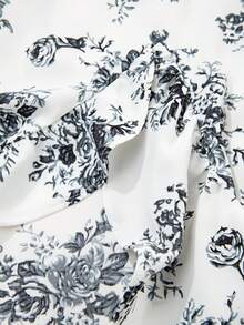 Acelitt Vestido largo bohemio de talle alto con volantes y abertura en el bajo, color azul cielo, para verano - Negro - Ver 8