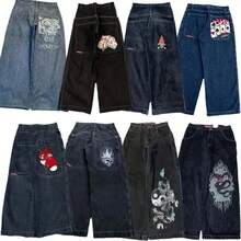Men's Baggy Hip-Hop Jeans With Harajuku Streetwear Style And Wide-Legged Denim Pants - N41 black - 查看 2