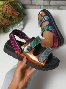 Damskie Okrągłe Noski Wygodne Ombre Kolor Haczyk I Pętla Casual Kapcie Na Imprezę, Modę, Plażę, Na Zewnątrz, Przez Cały Sezon