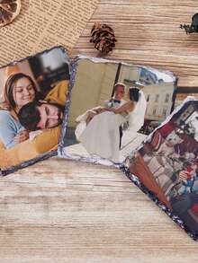 1 Set Customized Photo Slate Coasters, Wedding Coaster Set, Bridesmaid Gifts, Family Photo Gift, Customized Coasters - Multicolor - View 9