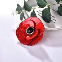 1 Stück sommerliche acryl rote Blumen Brosche, Kristall Perle Brosche Pin für Schal, Taschen Accessoires