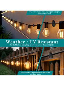 10PCS -Outdoor String Light Clips, Weatherproof Cable Hooks For Hanging Small String Lights And Holiday Decorations - Black,