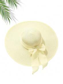 1pc Casual Bohemian Style Straw Hat, Suitable For Vacation Wearing