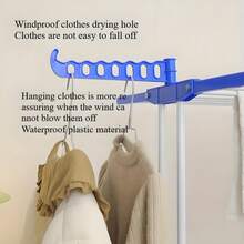 Movable Rolling Clothing Drying Rack, Adjustable Multi-Tier Laundry Air Dryer Rack, Space Saving Foldable Garment Stand For Towels, Socks, Pants, Shirts - Blue and White - View 9