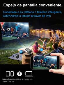 Professional 4k HD Android Wifi Led Projector, JMMO Wireless Wi-Fi Projector, Portable Projector With Full HD 1080P, Movie Projector Compatible With IOS/Android Phone/Tablet/Laptop/PC/USB Drive/DVD For Outdoor, Home, Meeting - Grey - View 4