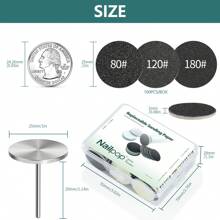 100pcs 25mm/0.98in Replaceable Sandpapers With Stainless Steel Metal Nail Drill Bits, For Foot And Nail Care, Grit Sizes: #80, #120, #180