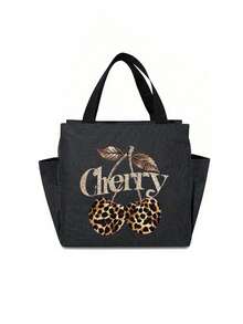 Thermal Bag,Lunch Insulated Bag With The Leopard Cherry Pattern With A Black Cutlery Storage Bag, A Double Pocket Lunch Box Bag, Large Capacity, Student Meal Insulated Refrigerated Bag, Portable Travel Picnic Bag, Office School Lunch Bag Insulated Lunch Box, Work Lunch Box, Work Office Holiday Lunch Box, And Multi-Functional Camping School Lunch Box For Both Men And Women,Mother'S Day Giftback To School School Stuff Bag For School Lunch Bag For Women Cooler Bag Picnic Accessories - Multicolor - View 14