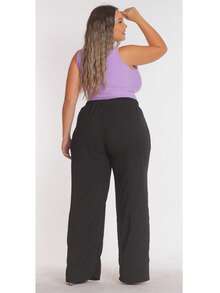 Plus Size Pants - 黑色 - 查看 4