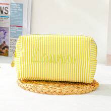 Customized Text Women's Makeup Bag, New Solid Color Fashion Unique Creative Makeup Bag, Outdoor Casual Versatile Gentle Style Handbag, Travel Organizer Pouch - Multicolor - View 17