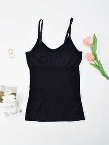 CELILIN Women's Solid Color Simple Daily Slimming Camisole Top Seamless Shapewear Top With Belly Control And Shapewear Vest