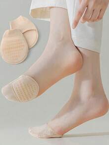 4 pares de calcetines invisibles para el tobillo de mujer, de fondo acolchado y antideslizante, aptos para uso diario casual - Beis - Ver 1