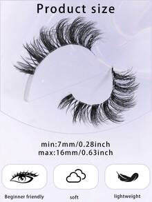 7 Pairs D-Curl Fluffy 5D Russian Volume Faux Mink Eyelashes - Black - View 11