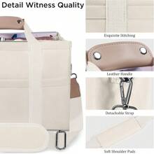 Bolso de lona con múltiples bolsillos para mujer, elegante y espacioso bolso bandolera, duradero, de gran capacidad, versátil, con cómoda correa de hombro y compartimentos organizados.