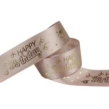 25mm Birthday Ribbon Happy Birthday Printed Satin Ribbon For Birthday Gift Wrapping Birthday Party Decoration Accessories Ribbon