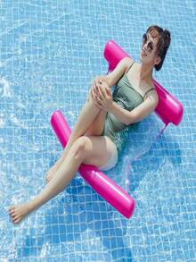 2pcs Inflatable Floating Hammock Sofa Bed, Foldable Backrest Floating Mat, Pool Party Lounger, Beach Essentials, Beach Accessories, Pool Inflatable, Pool Float - 深藍+玫紅 - 查看 2