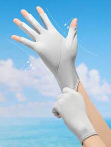 1 双女士防滑防紫外线骑行手套，冰丝透气露指驾驶手套 - 适合骑行、驾驶、美甲使用 - 彩色 - 查看 4