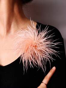 1pc Exaggerated Fashionable Elegant Solid Color Artificial Feather Brooch, Summer Bikini Dress Decoration Pin Backpack For School Office Accessories Shirts Jacket Jewelry Halloween Clothes Pin Funny Cute Teacher Gifts Halloween Accessories Teachers Day Costume Accessories Bag Charms - Multicolor - View 6