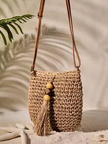 Tropiscape 时尚百搭的夏季手工大容量编织草编单肩包，适合海滩和休闲场合，是夏季度假的理想之选，也是沙滩包的完美搭档。完美契合夏季、度假和日常使用，是旅行必备单品，营造轻松惬意的度假氛围，是秋季、圣诞节、冬季圣诞节的理想礼物之选。
