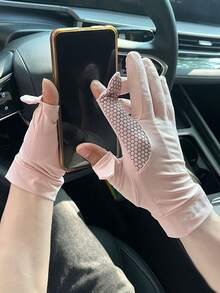 1 Set de guantes unisex transpirables con protección solar, guantes de tacto suave para pantalla táctil para conducir, ciclismo y uso en exteriores en verano