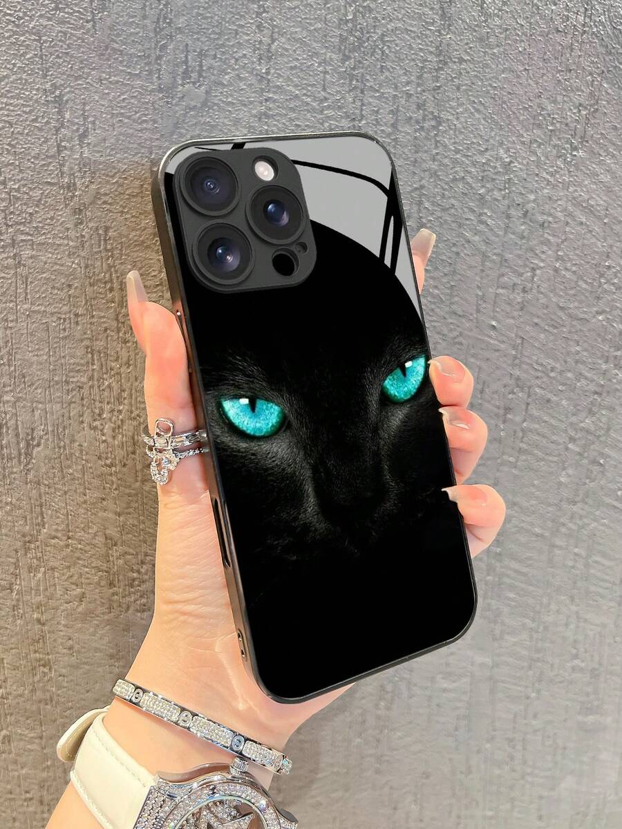 1pc New Minimalist Cool Black Cat Mysterious Eyes Pattern High ...