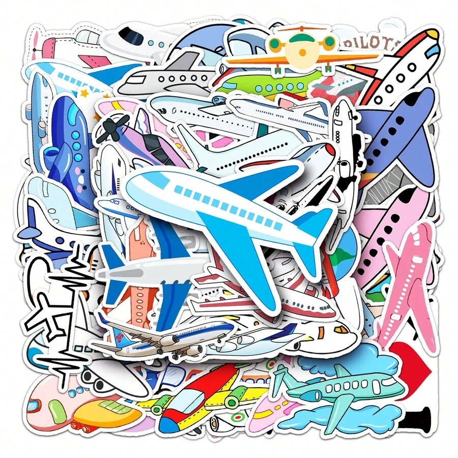 50 Stücke süße Cartoon Flugzeug Graffiti Aufkleber, Vinyl Aufkleber für Laptop, Wasserflasche, Gitarre, Fahrrad, Auto, Motorrad, Stoßstange, Gepäck, Skateboard Graffiti, süße Aufkleber, perfektes Geschenk für Kinder, Jugendliche, Männer, Frauen. - Verschiedenfarbig - Übersicht 1