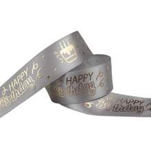 25mm Birthday Ribbon Happy Birthday Printed Satin Ribbon For Birthday Gift Wrapping Birthday Party Decoration Accessories Ribbon