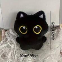 Llavero de peluche de gato negro lindo, colgante de animal de peluche pequeño y adorable de gato, cadena de perlas aleatoria, mejor regalo para mujeres