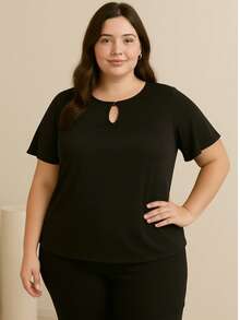 Plus Size Blouses - Black - View 1