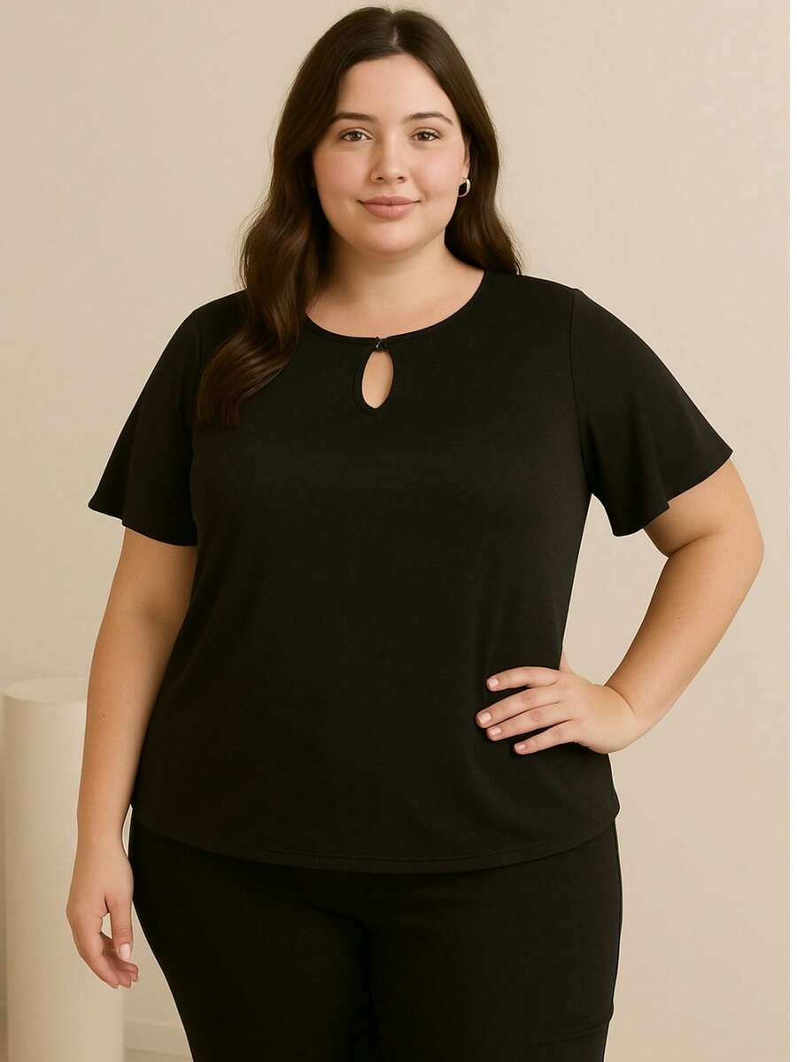 Plus Size Blouses - Black - View 1