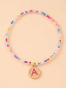 1 buc brățară minimalistă la modă, colorată, cu mărgele elastice, alfabet, potrivită pentru purtare zilnică, adorabilă brățară cu pandantiv multicolor cu 26 de litere, cel mai bun cadou pentru prieteni și iubite