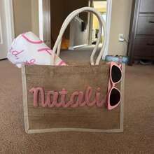 Personalized Bridesmaid Tote Bags, Custom Linen Gift Bags, Beach Tote Bags, Bachelorette Party Bags, Bridesmaid Invitation Gifts, Wedding Gift Bags, Mother's Day Gifts, Multi-Purpose, Large Capacity, Multi-Functional, Colorful, Cute, Adorable, Simple, Fun, Kawaii, Millennial Style, Minimalist, Commuting, Business Casual, Basic Styles, Customized, Personalized - Brown - View 8