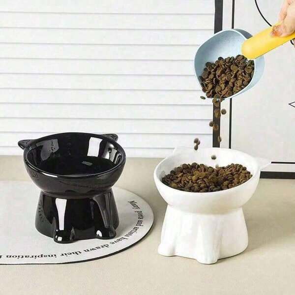 1 Tazón elevado para gatos, bandeja para gatos inclinada 15 grados anti-vómitos, base estable, no es fácil de volcar, estación de alimentación o bebida para mascotas, apta para gatos y perros de interior, se puede limpiar en el lavavajillas