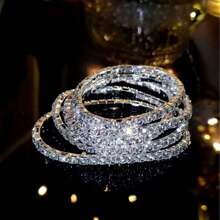 5 Peças Pulseiras Bracelete Elásticas com Cristais Cintilantes, Pulseiras Estilo Festa Ajustáveis de Presente para Mulheres