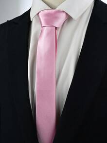 1 pieza Corbata clásica y versátil de unicolor de 5CM para hombre - Rosa - Ver 5