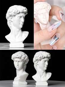 1 pieza Escultura de resina blanca miniatura y retro de mitología griega de David, Apolo o Atenea, para decoración, soporte de fotos o accesorios