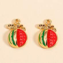 10pcs Mixed Watermelon Charm Pendant Zinc Alloy Fruit Decor, Suitable For DIY Earrings, Bracelets, Jewelry Making Accessories