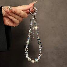 Luxury High-End Crystal Beads Bracelet Short Lanyard Strap Clip Phone Case Keychain Bag Ornaments - 1 - 查看 8