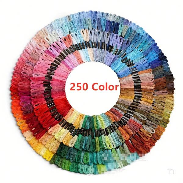 24 peças/36 peças/50 peças/100 peças/150 peças/200 peças/250 peças/300 peças/447 peças Cores de alta qualidade Linha de bordado Linha de ponto cruz, Linha de costura Linha de artesanato DIY, Linha de bordado feita à mão Pulseira da amizade tecida à mão para bordado DIY (cor aleatória)
