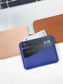 1pc Daily Bank Card/ID Card Organizer & Holder Multi-Layer PU Leather Slim Card Case Minimalist Design For Women Wallet Keychain Wallet Mini Wallet Purse Wallet Wristlet Wallet - Multicolor - View 5